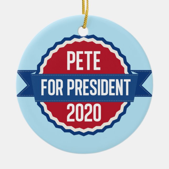 Ornamento De Cerâmica Pete Buttigieg para o Presidente 2020 (Frente)