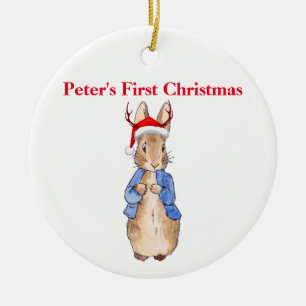 Ornamento De Cerâmica Peter Christmas Hat Personalize Primeiro Natal
