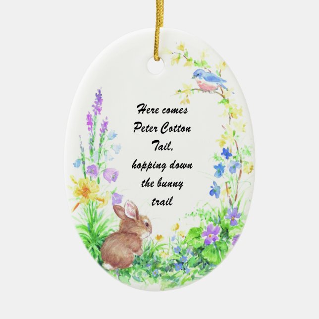 Ornamento De Cerâmica Peter Cotton Tail (Frente)