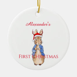 Ornamento De Cerâmica Peter o Rabbit Natal Hat Primeiro Natal