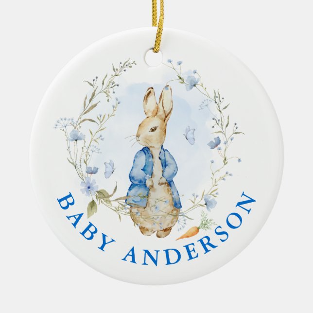 Ornamento De Cerâmica Peter Rabbit Baby Coming Soon (Frente)