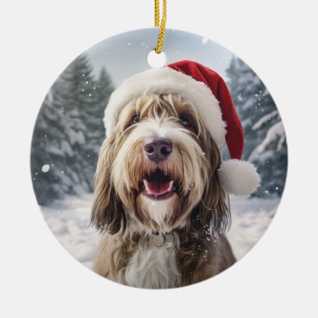 Ornamento De Cerâmica Petit Basset Griffon Vendeen Natal (Frente)