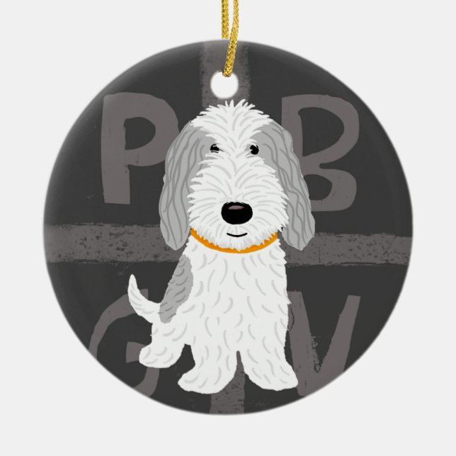 Ornamento De Cerâmica Petit Basset Griffon Vendeen PBGV Dog Holiday (Frente)