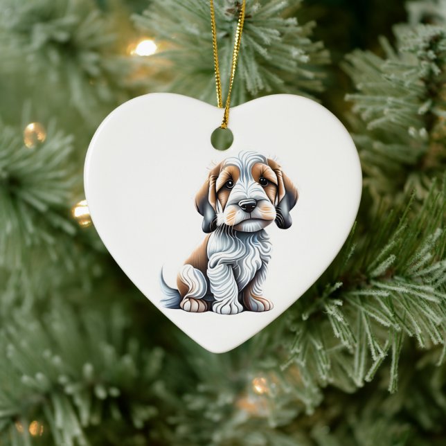 Ornamento De Cerâmica Petit Basset Griffon Vendéen Puppy Personalizado (Árvore)