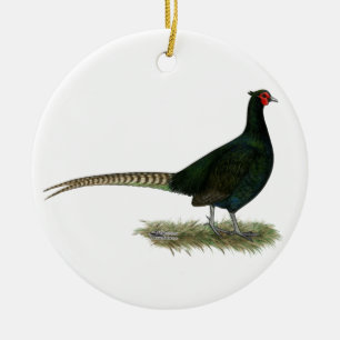 Ornamento De Cerâmica Pheasant Black Rooster