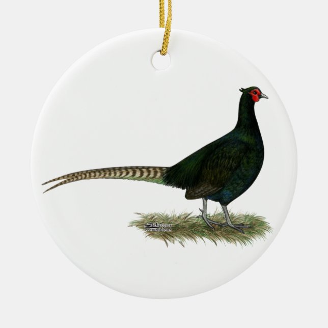 Ornamento De Cerâmica Pheasant Black Rooster (Frente)