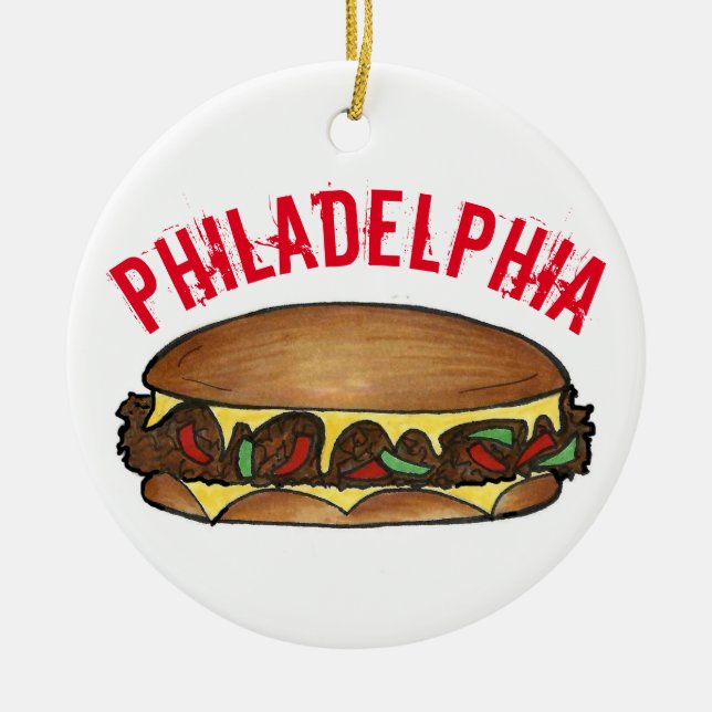 Ornamento De Cerâmica Philadelphia Philly PA Cheese Steak Sandwich (Frente)