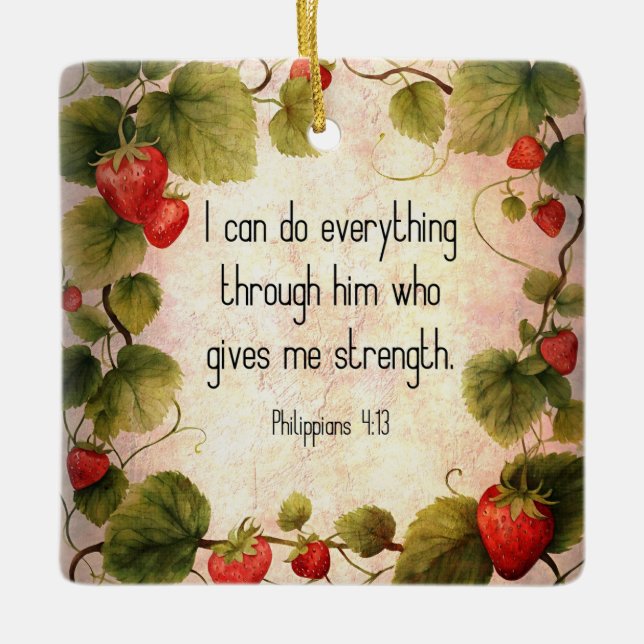 Ornamento De Cerâmica Philippians 4:13 Verso de Bíblia no Design do Eter (Frente)