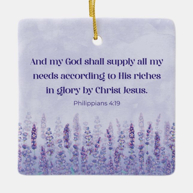 Ornamento De Cerâmica Philippians Personalizados 4:19 Deus Vai Oferecer  (Frente)