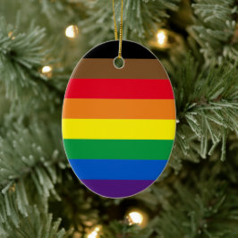 Ornamento De Cerâmica Philly rainbow pride gay inclusive flag Christmas
