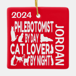 Ornamento De Cerâmica Phlebotomist ama gatos PERSONALIZADOS