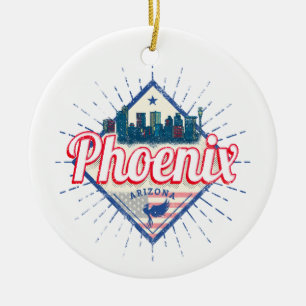 Ornamento De Cerâmica Phoenix Arizona EUA Skyline Vintage EUA