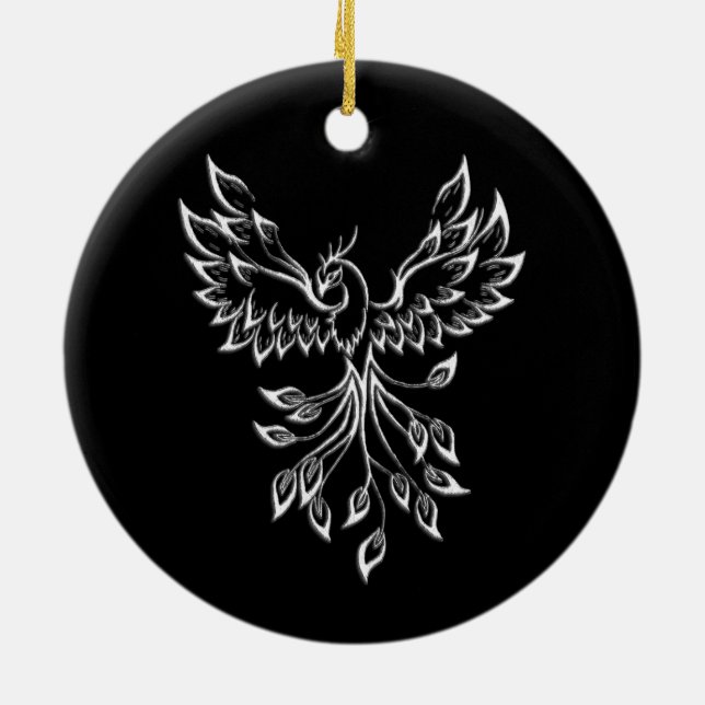 Ornamento De Cerâmica Phoenix nasce em preto (Traseira)
