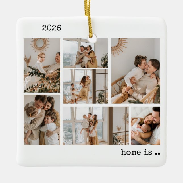 Ornamento De Cerâmica Photo Collage Ornament (Frente)