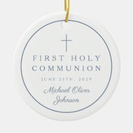 Ornamento De Cerâmica Photo Religious Cross Boy First Communion