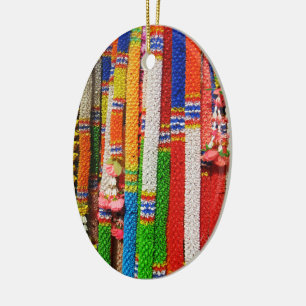 Ornamento De Cerâmica Phuang Maalai - festão floral tailandesa