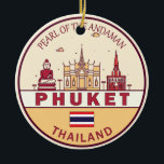 Ornamento De Cerâmica Phuket Thailand City Skyline Emblem<br><div class="desc">Phuket minimalista,  colorida design de arte apresentando monumentos e marcos da cidade na Tailândia.</div>