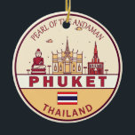 Ornamento De Cerâmica Phuket Thailand City Skyline Emblem<br><div class="desc">Phuket minimalista,  colorida design de arte apresentando monumentos e marcos da cidade na Tailândia.</div>