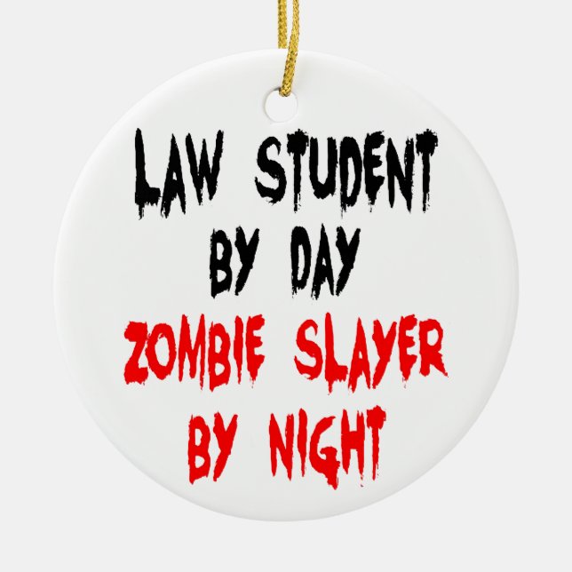 Ornamento De Cerâmica Piada Zombie, estudante de Direito (Frente)