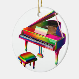 Ornamento De Cerâmica Piano Colorido Arco-Íris