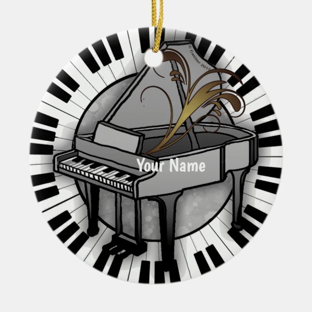 Ornamento De Cerâmica Piano de Cauda  (Frente)