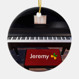 Ornamento De Cerâmica Piano e Red Piano Stool, modelo de Natal