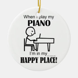 Ornamento De Cerâmica Piano Happy Place