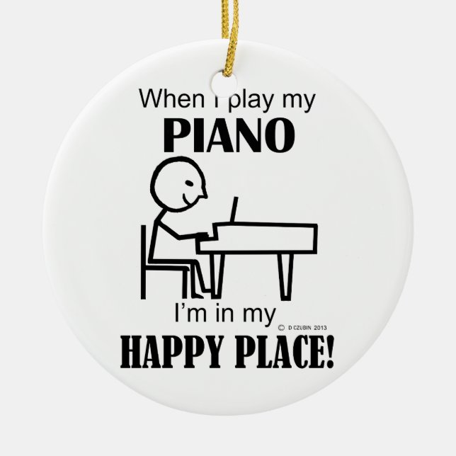 Ornamento De Cerâmica Piano Happy Place (Frente)