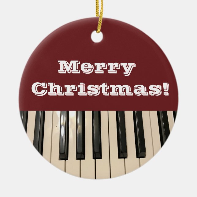 Ornamento De Cerâmica Piano Keyboard Photo Christmas (Frente)