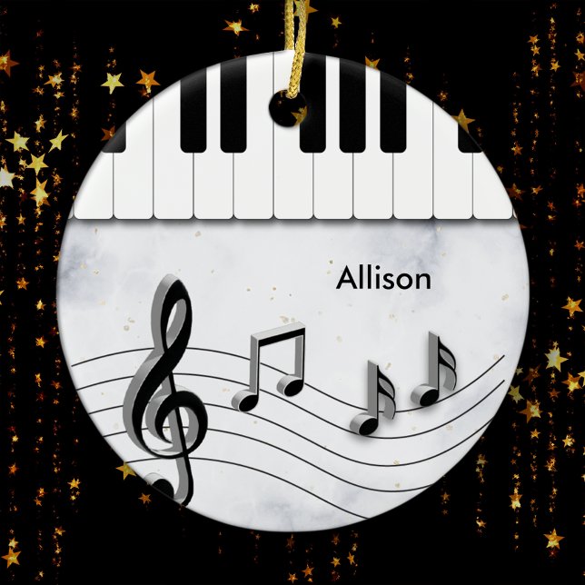 Ornamento De Cerâmica Piano Keys Personalizados e Notas de Música Natal (Criador carregado)