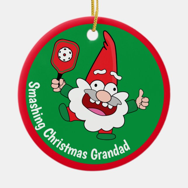 Ornamento De Cerâmica Pickleball de Natal personalizável e 🎅 🤶 2 (Frente)