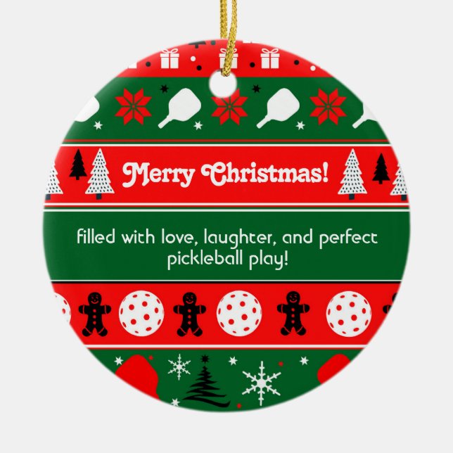 Ornamento De Cerâmica Pickleball Holiday Cheer (Frente)