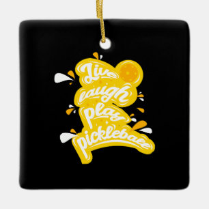 Ornamento De Cerâmica Pickleball - Live Laugh Play Pickleball