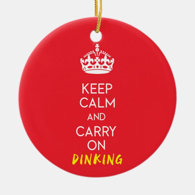 Ornamento De Cerâmica Pickleball Mantenha a calma e o carregar ligados c (Frente)