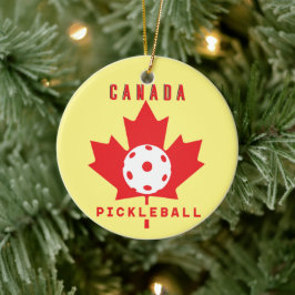 Ornamento De Cerâmica Pickleball no Canadá com texto personalizado no ve