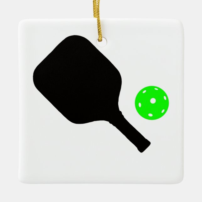Ornamento De Cerâmica Pickleball paddle & green ball (Frente)