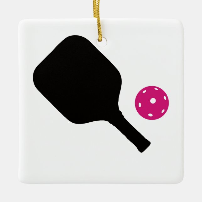 Ornamento De Cerâmica Pickleball paddle & pink ball (Frente)