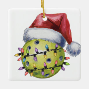 Ornamento De Cerâmica Picleball Favorito de Papais noeis Cute Personaliz