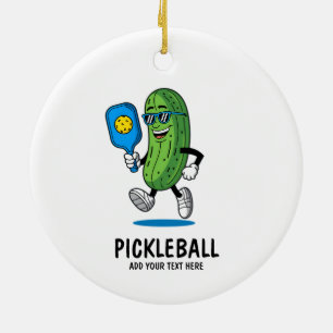 Ornamento De Cerâmica Picles Personalizados Jogando Pickleball Engraçado