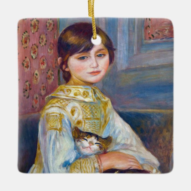Ornamento De Cerâmica Pierre-Auguste Renoir - Criança com Gato (Frente)