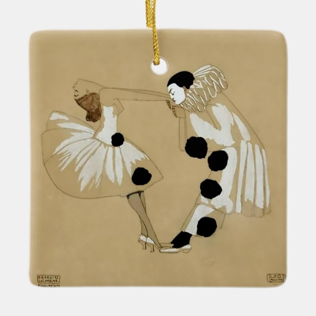Ornamento De Cerâmica "Pierrot and Columbine", por Leo Rauth (Frente)