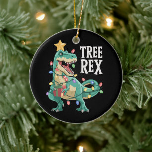 Ornamento De Cerâmica Pijama de Natal Dinossauro Árvore Rex Luzes de Nat