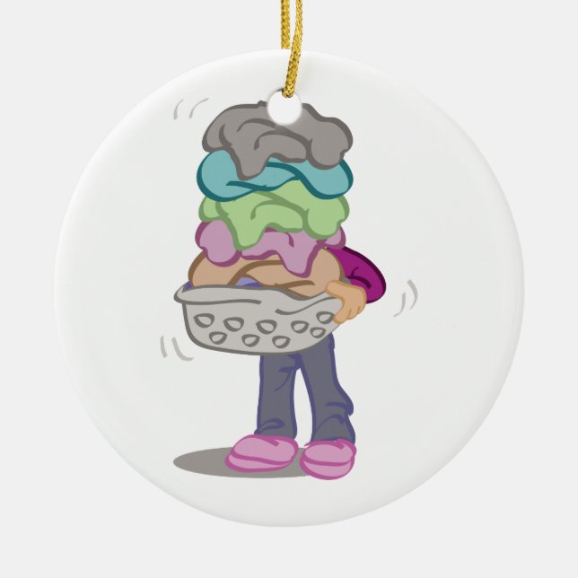 Ornamento De Cerâmica Pilha da lavanderia (Frente)