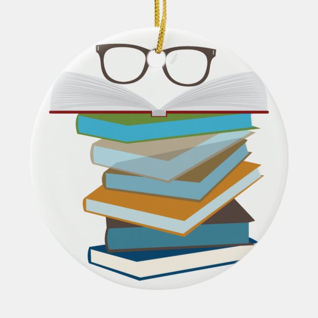 Ornamento De Cerâmica Pilha De Livros (Frente)