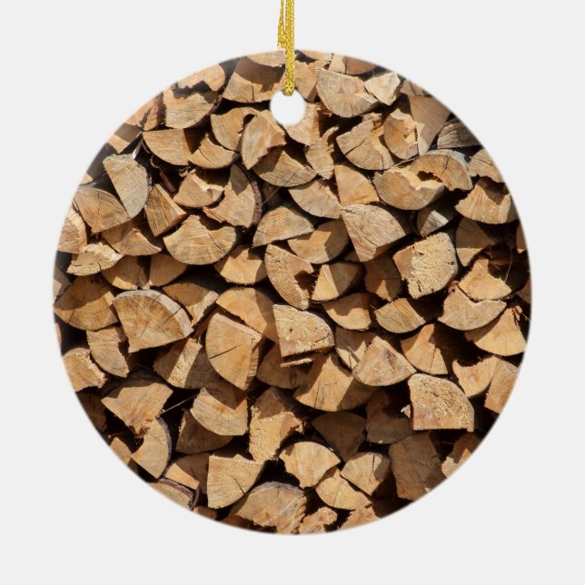 Ornamento De Cerâmica Pilha De Madeira (Traseira)
