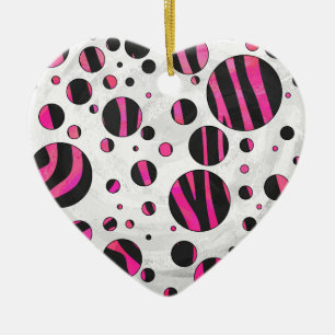 Ornamento De Cerâmica Piloka Dot Zebra Preta e Rosa