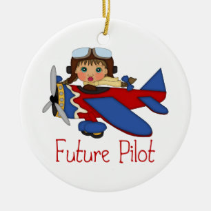 Ornamento De Cerâmica Piloto Adorável do Futuro, Piloto de Helicóptero