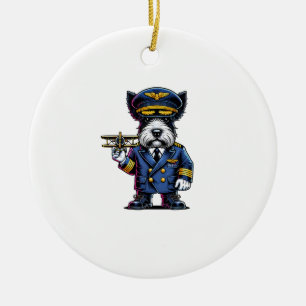 Ornamento De Cerâmica Piloto do Terrier Escocês