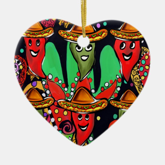Ornamento De Cerâmica Pimentões Cinco de Mayo (Frente)