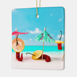 Ornamento De Cerâmica Pimentos Chili Por Mar